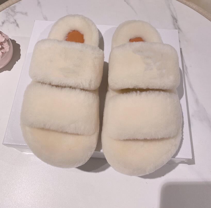 

Designer Women Leopard Slippers Wool Mules Slide Winter Fur Fluffy Furry Luxury Brand Warm Sandals Slides Fuzzy Girl Flip Flop Flat Bottom Slipper, Not sent separately