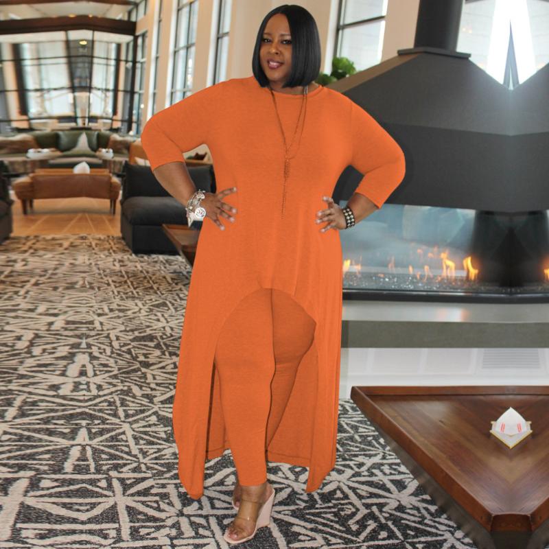 

Women's Plus Size Tracksuits -5xl 2022 Fashion Fat Women Clothes Casual Solid Color Long Sleeves Two Piece Pants Set Wholesale DropWomen's, Black