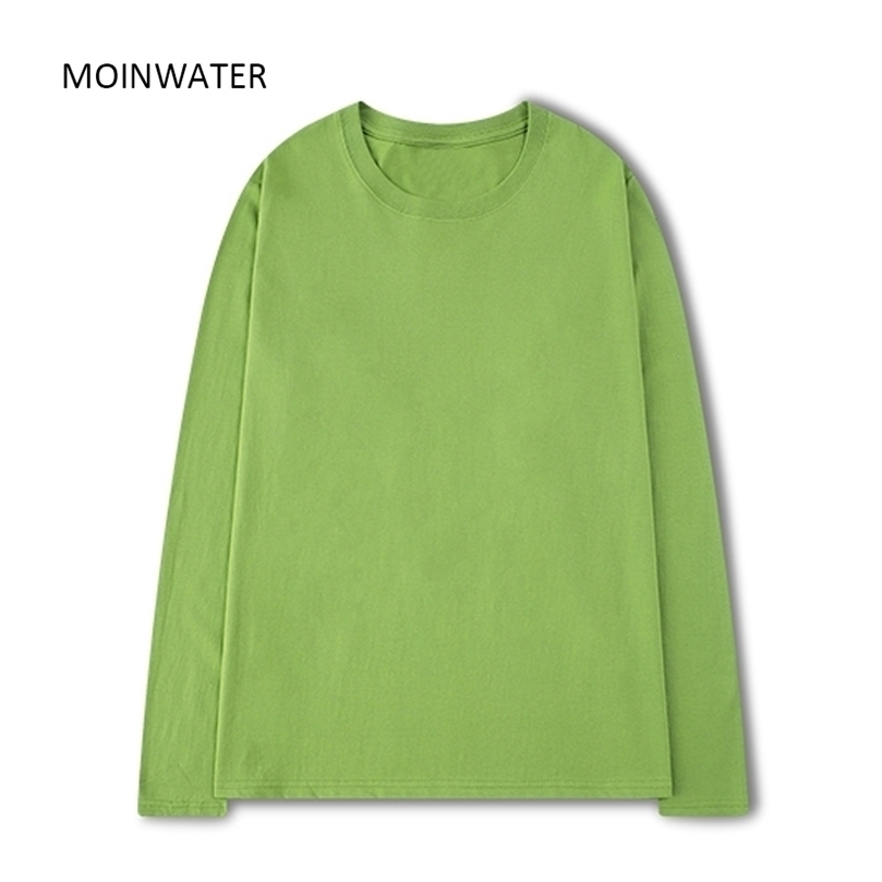 

MOINWATER Women 100 Cotton Long Sleeve T shirts for Autumn Female Green Purple Spring Solid Tees Tops MLT2138 220407