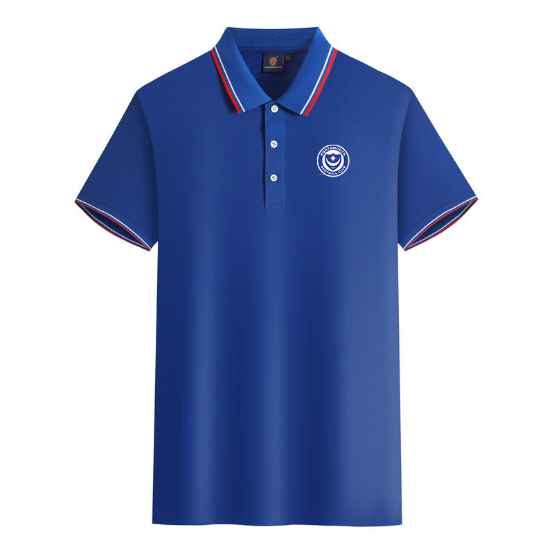 

Portsmouth F.C. men and women Polos mercerized cotton short sleeve lapel breathable sports T-shirt LOGO can be customized, No 8