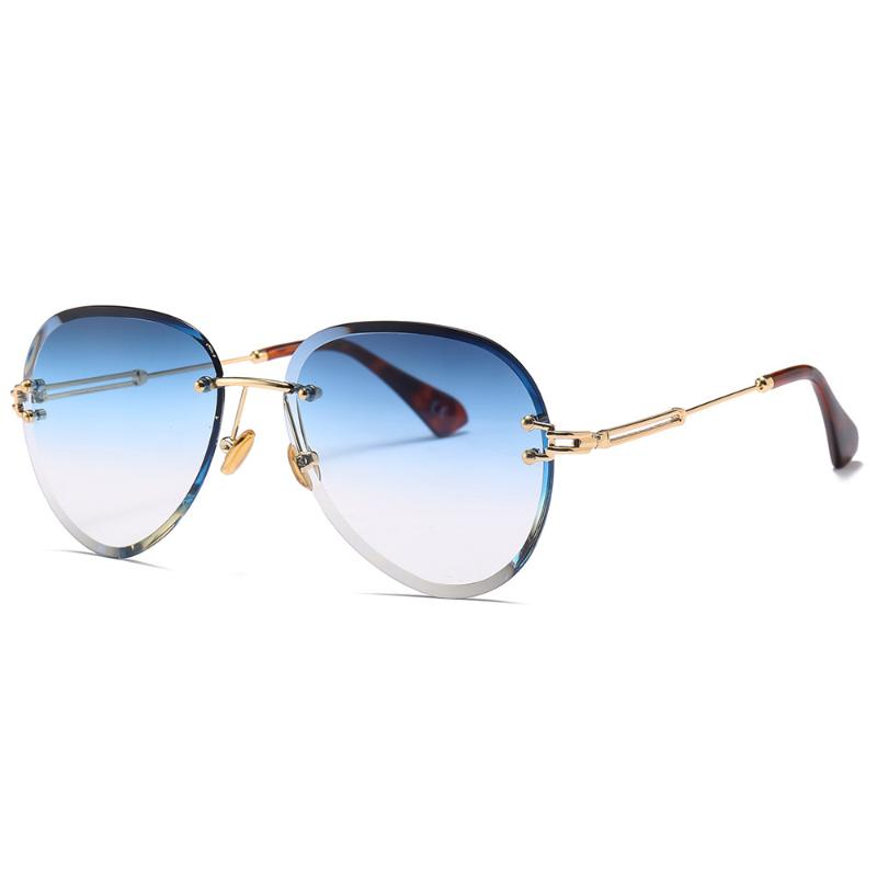 

Sunglasses Retro Multicolor Gradient Women Rimless Mirrored Pilot Sun Glasses For Men Cool