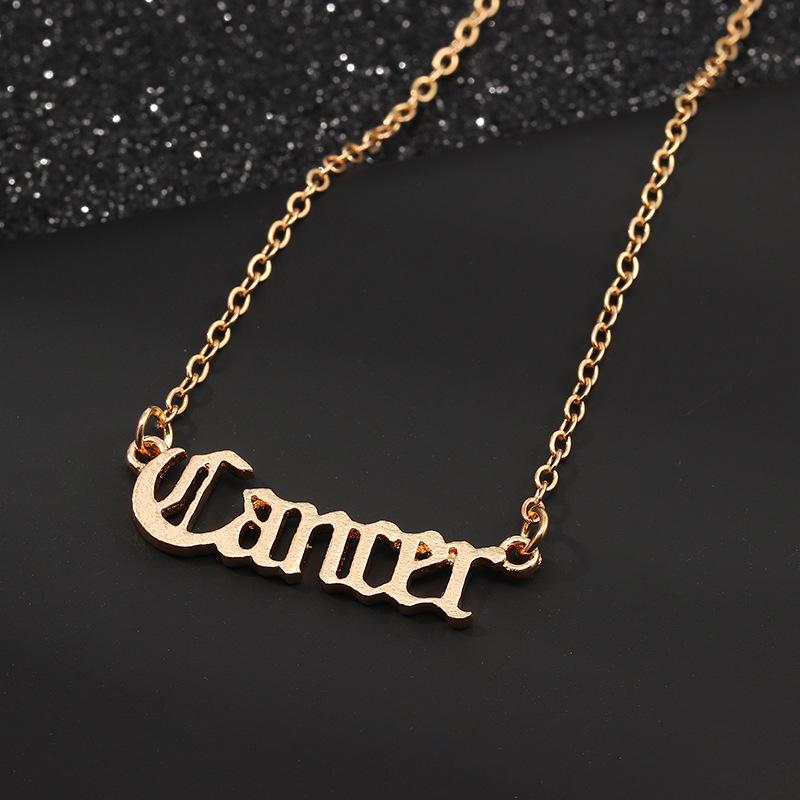 

Pendant Necklaces Vintage Gold Color Alloy Necklace Simple Letter 12 Constellation English Leo Virgo Libra Scorpio NecklacePendant