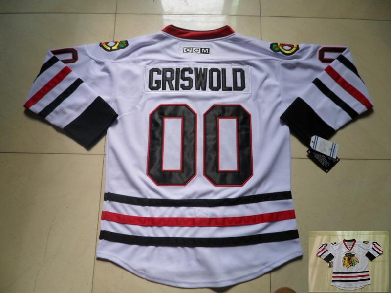 

Vintage Chicago Blackhawks Hockey Jerseys 00 Clark Griswold Vintage White Cheap Clark Griswold Stitched Ice Hockey Jerseys S-XXXL