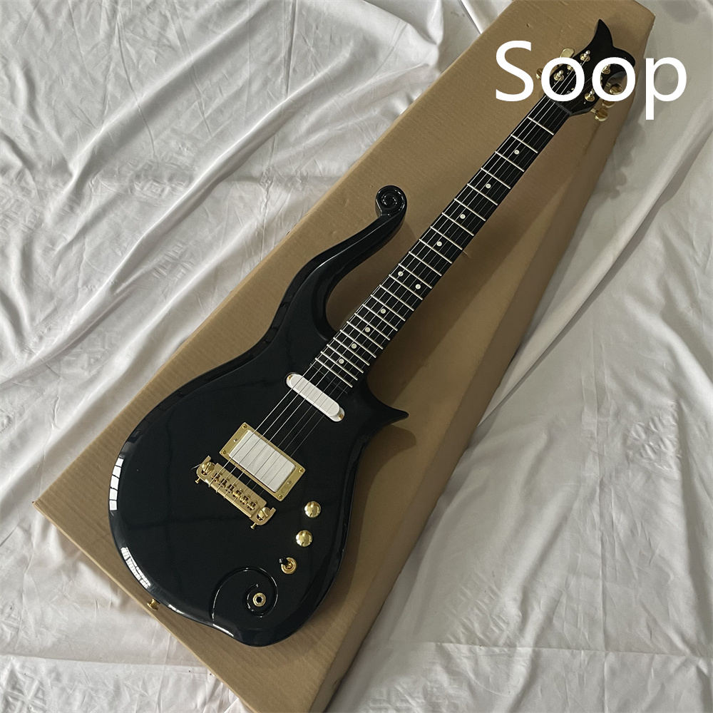 

In stock BBlack full-body little Prince electric guitar white dot fingerboard guitarra guitars