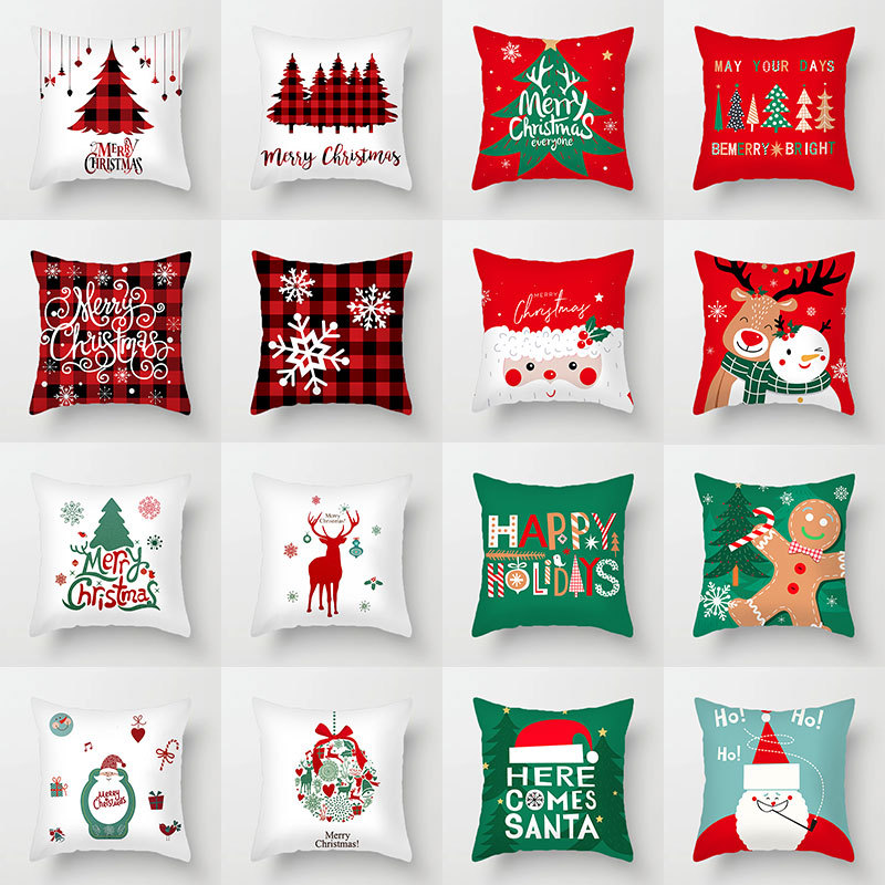 Christmas Decorative Pillow sleeve red elk plush pillows cushion cover manufacturer direct supply pool pillow-image-783422651