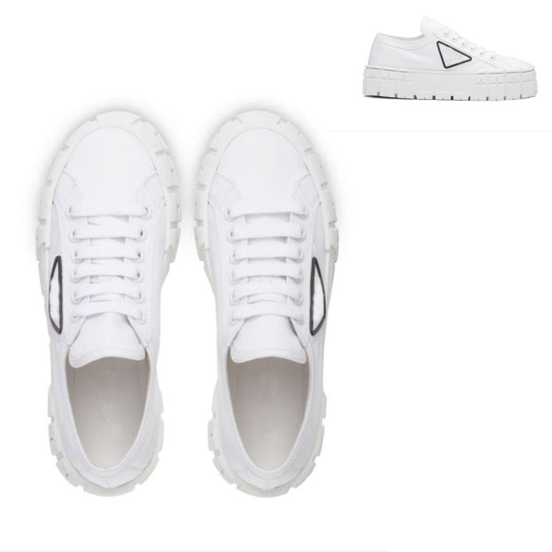 

Women casual shoes low tops flat sneakers Lug-Sole Platform luxury design lace-up woman Women's Gabardine Sneakers White canvas thick rubber sole 35-41