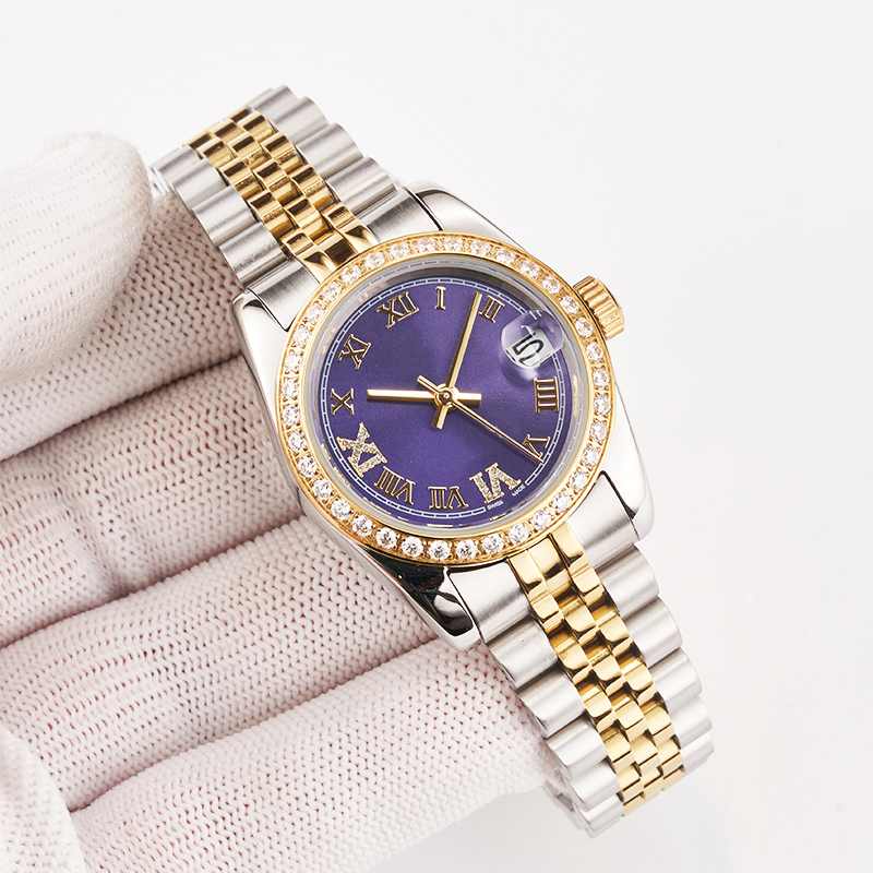 

Fashion Watch 003 Automatic Mechanical 31mm Diamond Bezel Crystal Cabochon Glass Purple Roman Dial Quartz Ladies Watchs Oroiogio James Bond Speedys Montre de luxe, Slotted screwdriver