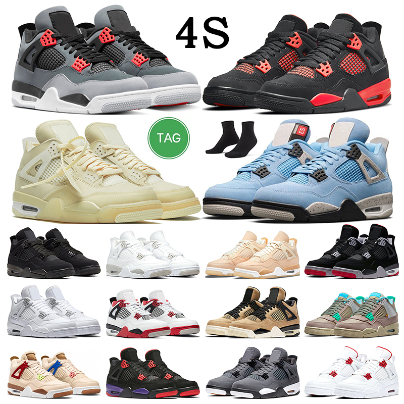 

4 basketball shoes 4s Infrared Red Thunder Lightning University Blue Black Cat Sail White Oreo Pure Money Bred mens trainers sports sneakers, #7 sail