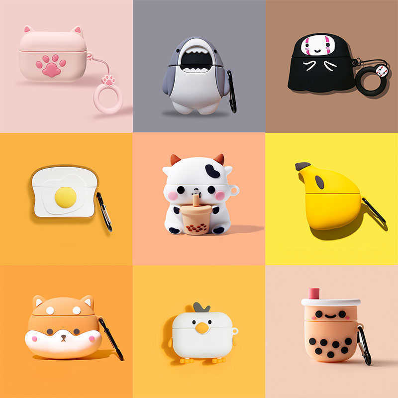 AIRPODS 1 2 3 PRO CASE AIRPLADS PRO Casque Housse de protection, Silicone Soft Cover, Motif animal 3D, Sans fil, Bluetooth