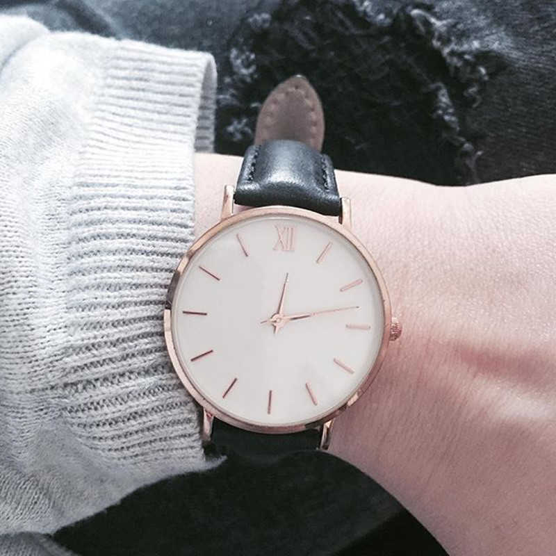 

Fashion Simple es For Women Casual Leather Ladies Watch Female Clock, Grey
