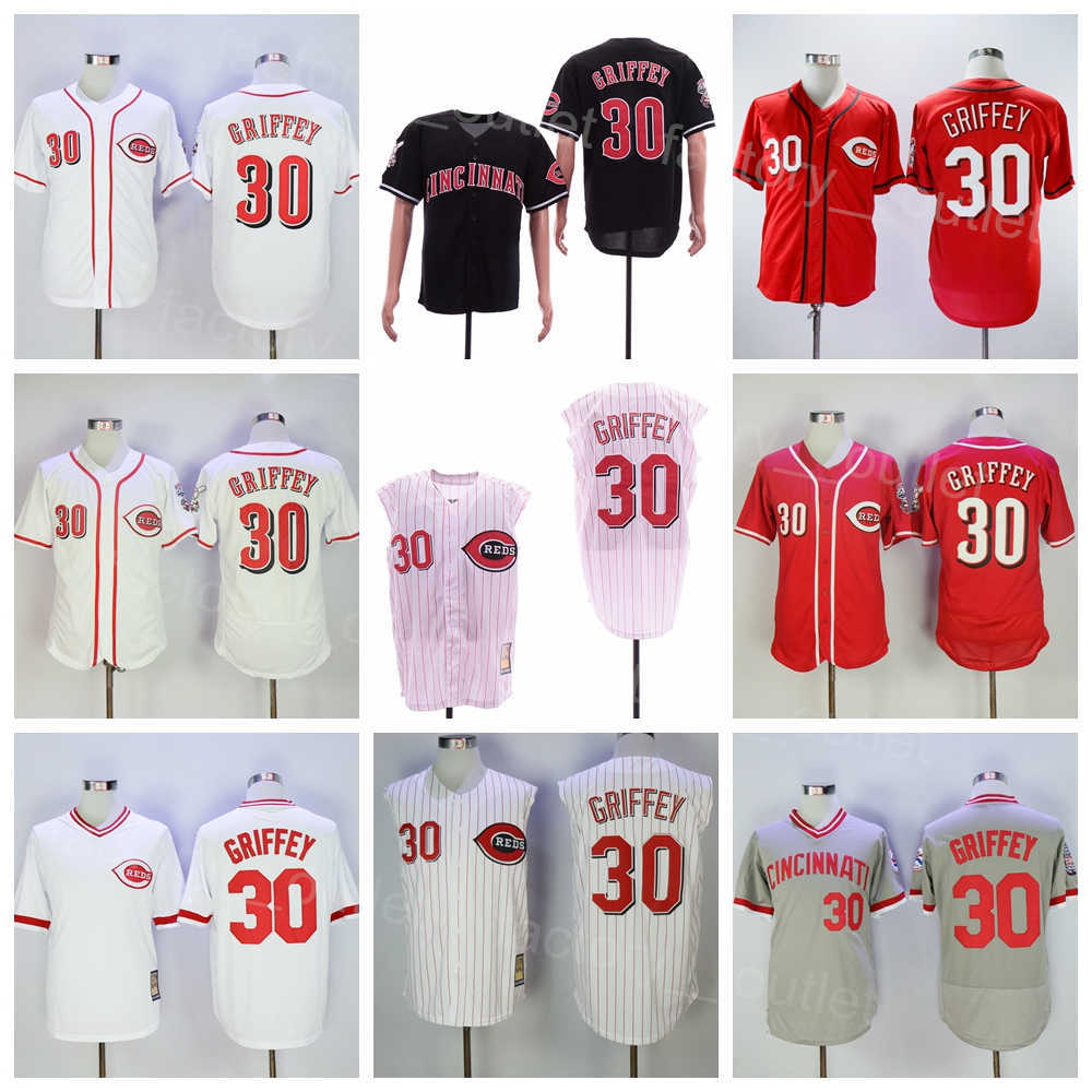 1976 2000 Throwback Baseball Vintage 30 Ken Griffey Jersey Men Team Color Red White Black Grey All Stitched Pullover Flexbase Cool Base Pinstripe 19
