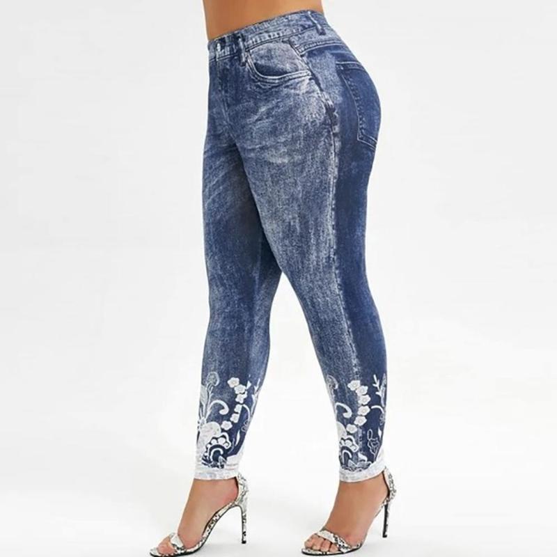 

Women's Jeans 2022 Women Jeggings Imitation Printed Gym Stretch Sports Pencil Pants Plus Size Leggings Sweatpants Trousers