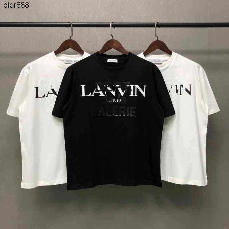 

Dept. x Lanvin co branded basic overlap print loose men' and women' Short Sleeve T-Shirt, G811 white