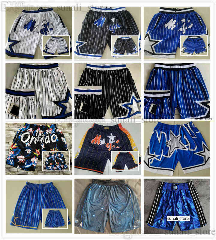 

2022 Orlando''Magic''Mens Retro Basketball Shorts With Pockets Zipper Sweatpants Blue Black White Pants Penny Hardaway Mo Bamba Mens