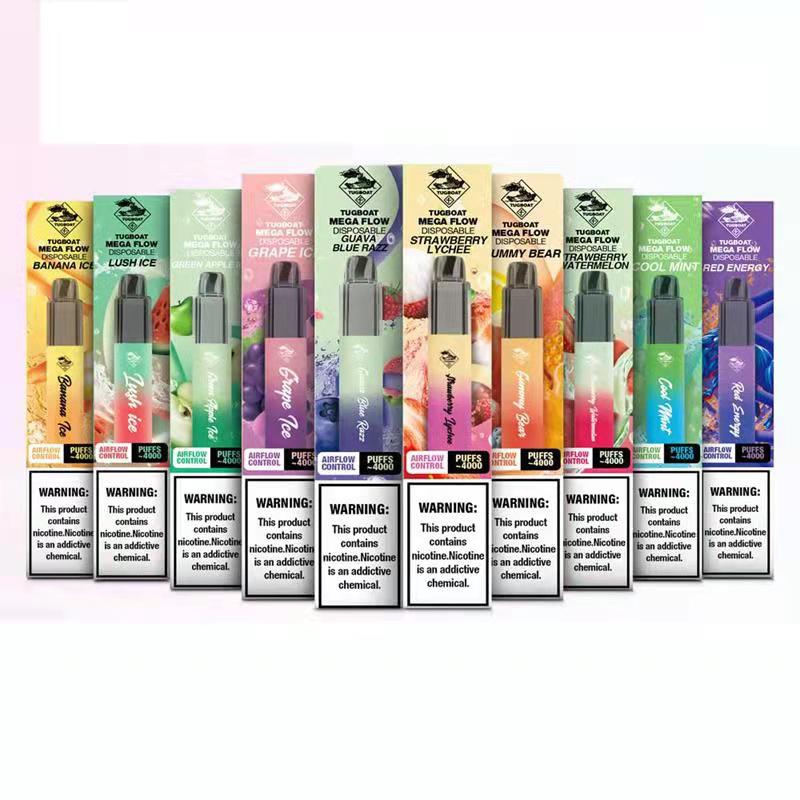 

Tugboat Mega Flow Disposable Vape 4000 Puffs E Cigarette 1000mAh Battery 10ml Prefilled Pod Cartridge