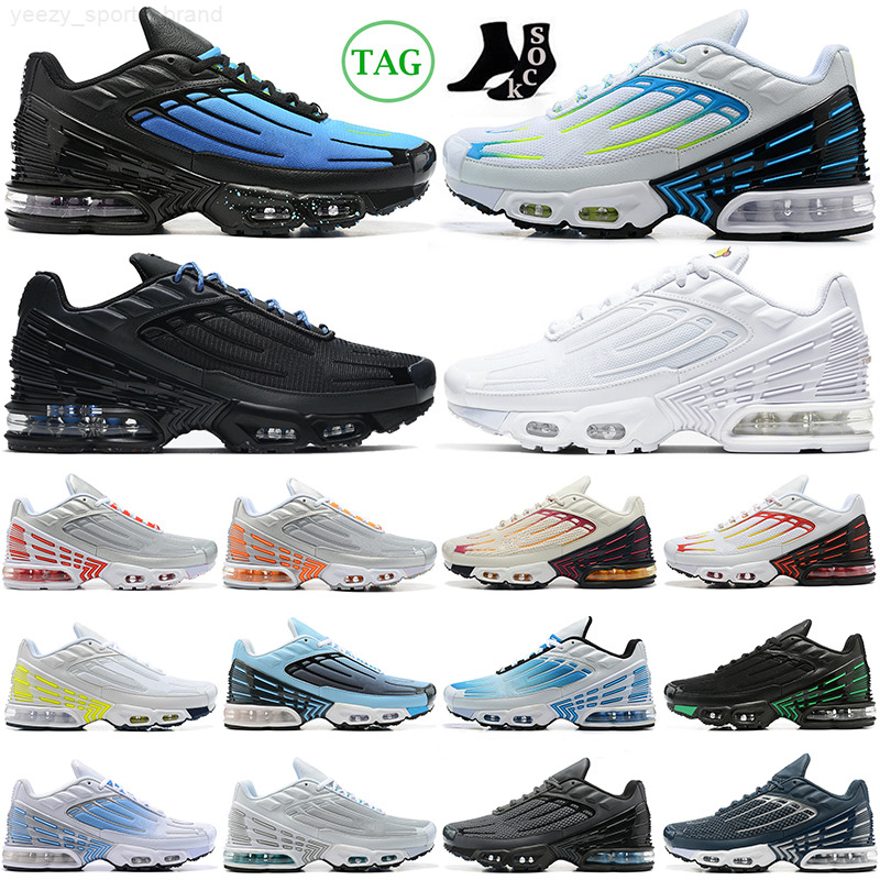 

plus tn 3 tuned running shoes max air men women Laser Blue Aqua Volt Triple White Grey Light Bone Yellow mens trainers tns outdoor sports, 36-46 triple white