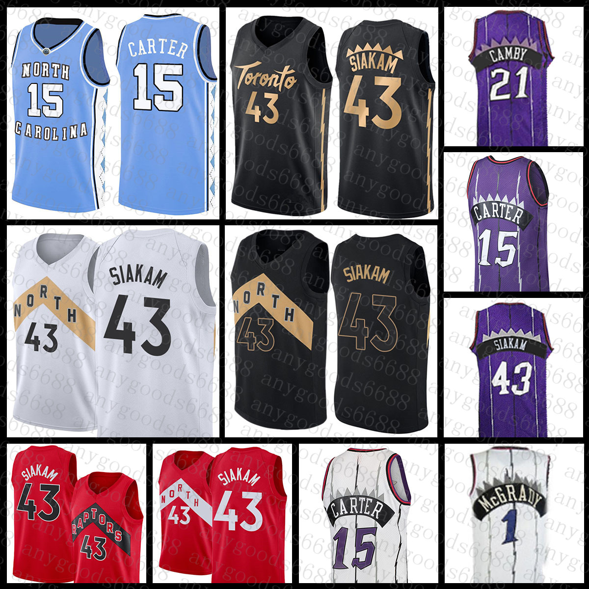 

Toronto''Raptors''Men 1 21 Vince Carter Pascal Siakam Basketball Jersey 15 43 Tracy McGrady Marcus Camby 019