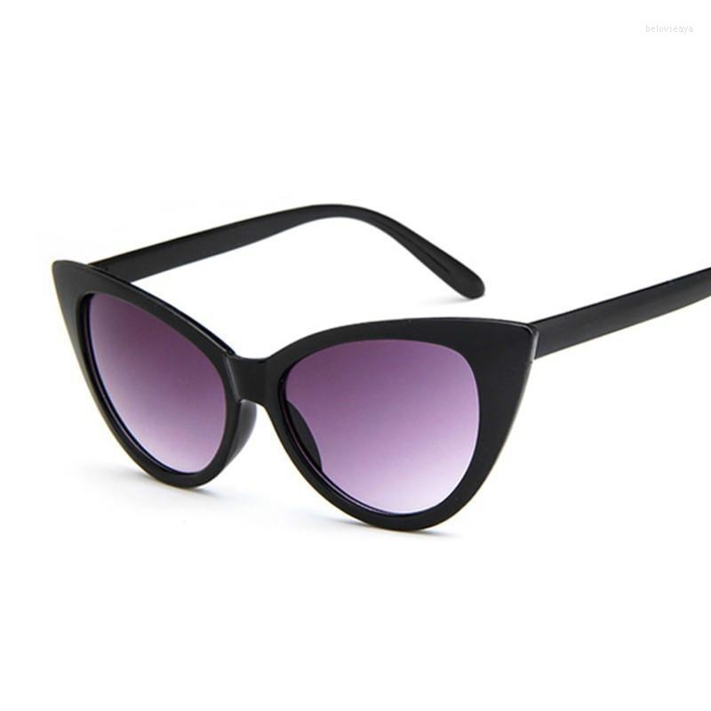 

Sunglasses Vintage Black Cat Eye Woman Fashion Brand Designer Mirror Cateye Sun Glasses For Female Shades UV400Sunglasses Belo22