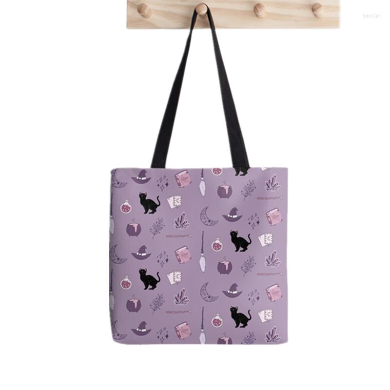 

Shopping Bags Shopper Purple Witch Pack Tote Bag Printed Women Harajuku Handbag Girl Shoulder Lady Canvas BagShopping, F141