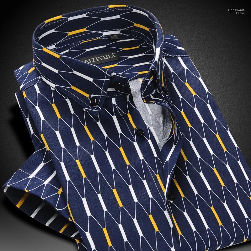 

Summer 2022 Men' Contrast Argyle Plaid Short-sleeve Casual Shirts Cotton Comfort Soft Slim-fit Button-down Shirt Dress Eldd22, Czq993
