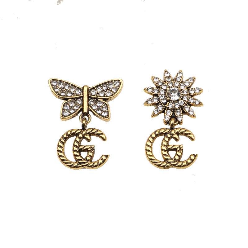 Sunflower 18K Gold Plated Luxury Brand Designers Letters Stud Earrings Classical Geometric Women 925 Silver Crystal Rhinestone Earring Wedding Party Jewerlry