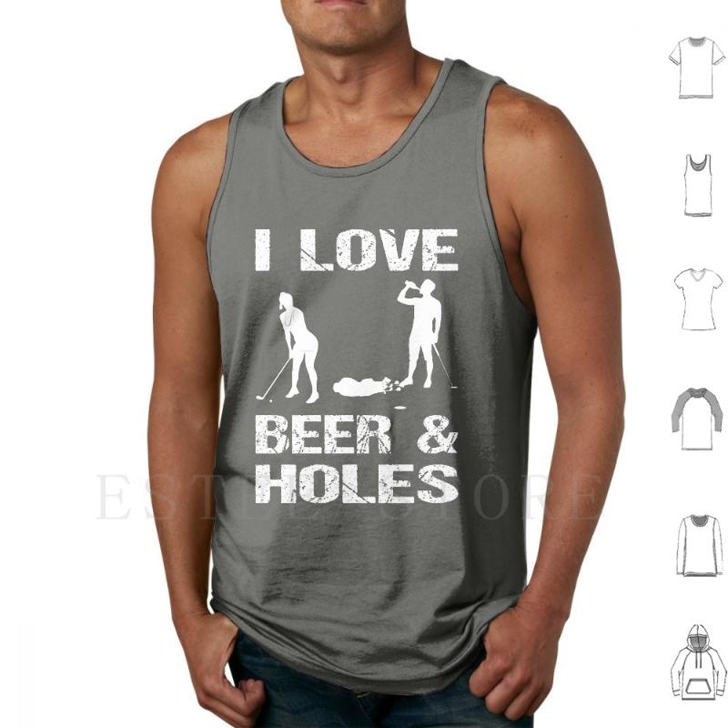 

Men' Tank Tops I Love Beer And Holes Funny Golf Vest Golfing Dad Boyfriend Husband Cart Playing Ball, White;black