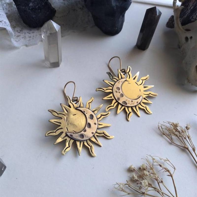 

Dangle & Chandelier Fashion Bohemia Sun And Moon Earrings Gold Color Drop For Women Female Boho Wedding Party Jewelry Gift HerDangle
