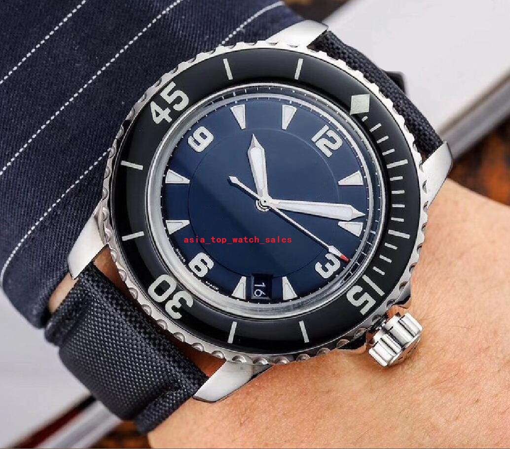 

super 4 styles fifty fathoms men watches 45 MM sapphire Ceramic CaL.821A Movement Auto Date 316L steel case nylon strap top quality Mechanical Automatic Men's watches