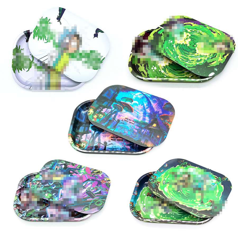 

24 pcs Rolling Tray with PVC Magnetic Lid 18 x 14cm smoking accessories Small Cute Rolling Trays Printing a Vivid Cartoon