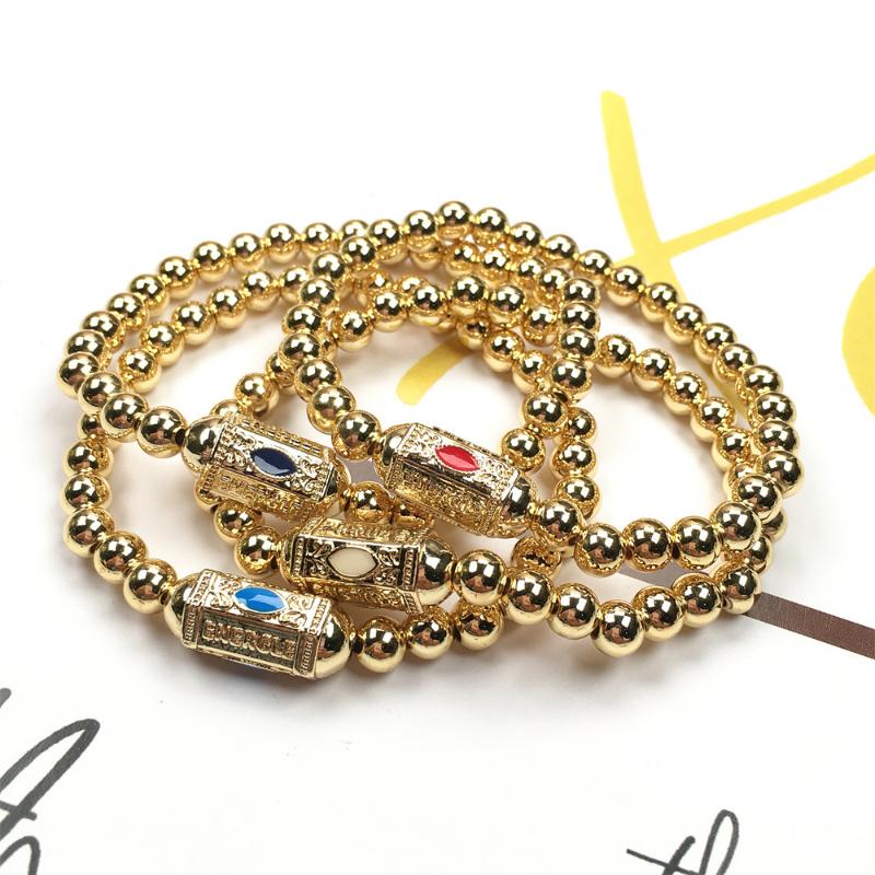 

Link Chain 5Pcs Fashion Gold Beads Bracelet High Quality Color Eye Charm For WholesaleLink