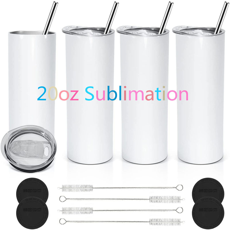 

20oz Sublimation Straight Tumblers Stainless Steel Mugs Clear StrawTall Blank Cups 600ml Vacuum Insulated Coffee Beer Water Bottle In Stock Xu