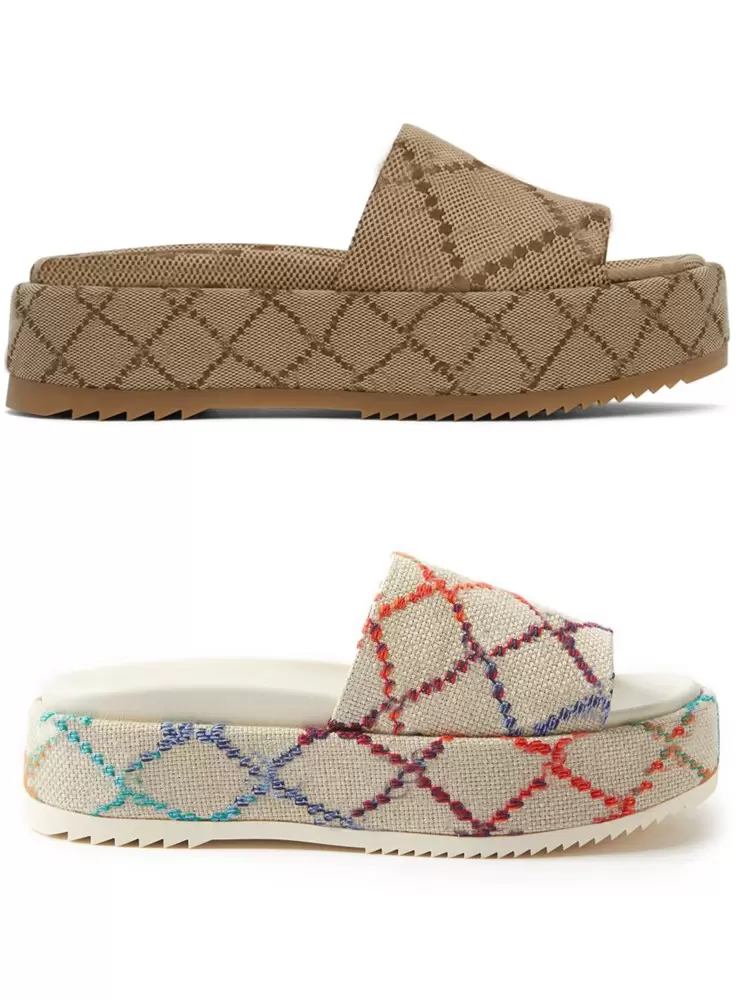 

2022 new color womens platform sandals mid heel slippers fashion 55mm canvas slides with box and dust bags