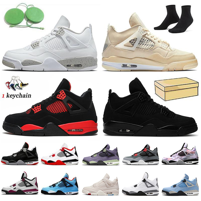 

Basketball Shoes JUMPMAN 4 Women Mens Trainers Red Thunder 4s Canvas Canyon Purple White Sail 2022 Infrared Black Cat Fire Red Sports, D33 red thunder 40-47