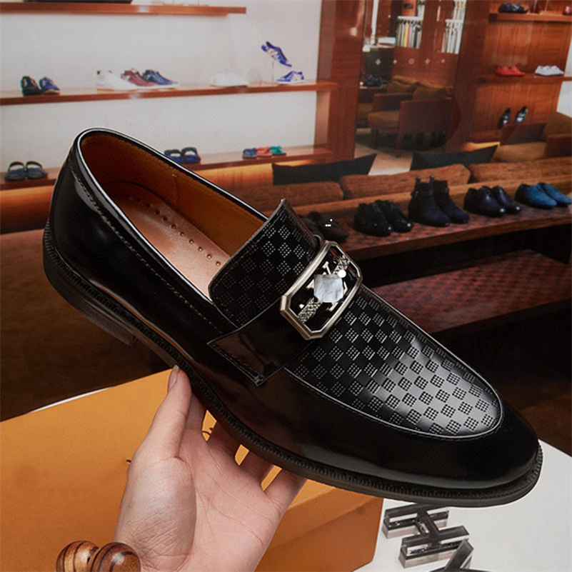 

22ss Designer Mens Plaid Embossing Leather Loafers shoe Men's Luxury Italian Handmade Moccasins Man Casual Slip-on Flats Driving Shoes, Shoelace