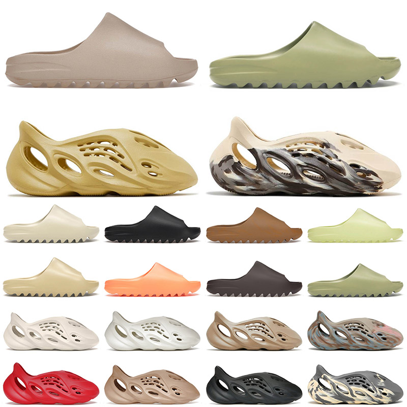

foam runners slides slippers designer for mens women kid size 13 Pure Resin Sulfur Cream Clay Triple Black Mineral Blue Glow Green Sandals Runner 32-47, A15 mineral blue 36-47