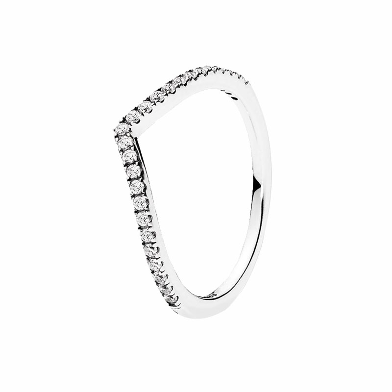 Sparkling Wishbone Ring Original Box Set Authentic 925 Sterling Silver Women Girls Wedding Gift designer Jewelry Diamond Stacking rings High Qual