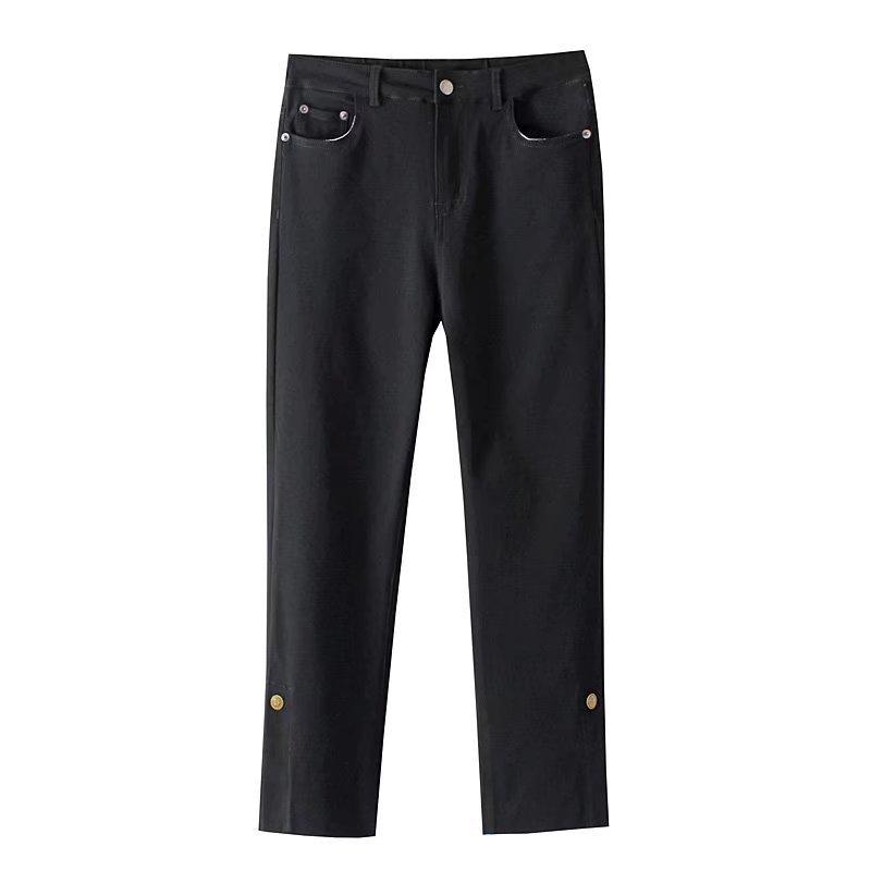 

Women's Plus Size Pants For Women Clothes Fashion Ankle-Length Casual Slim Leg Opening Slit Summer 2022Women's, Black