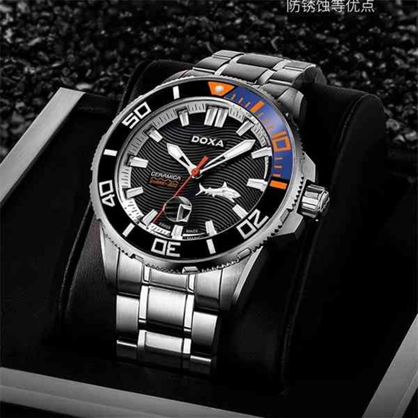 

DOXA Men's Watch Shark Series Waterproof High Quality Stainless Steel Clear Dial Brand New Cool Scale Three Color Date Quartz285x