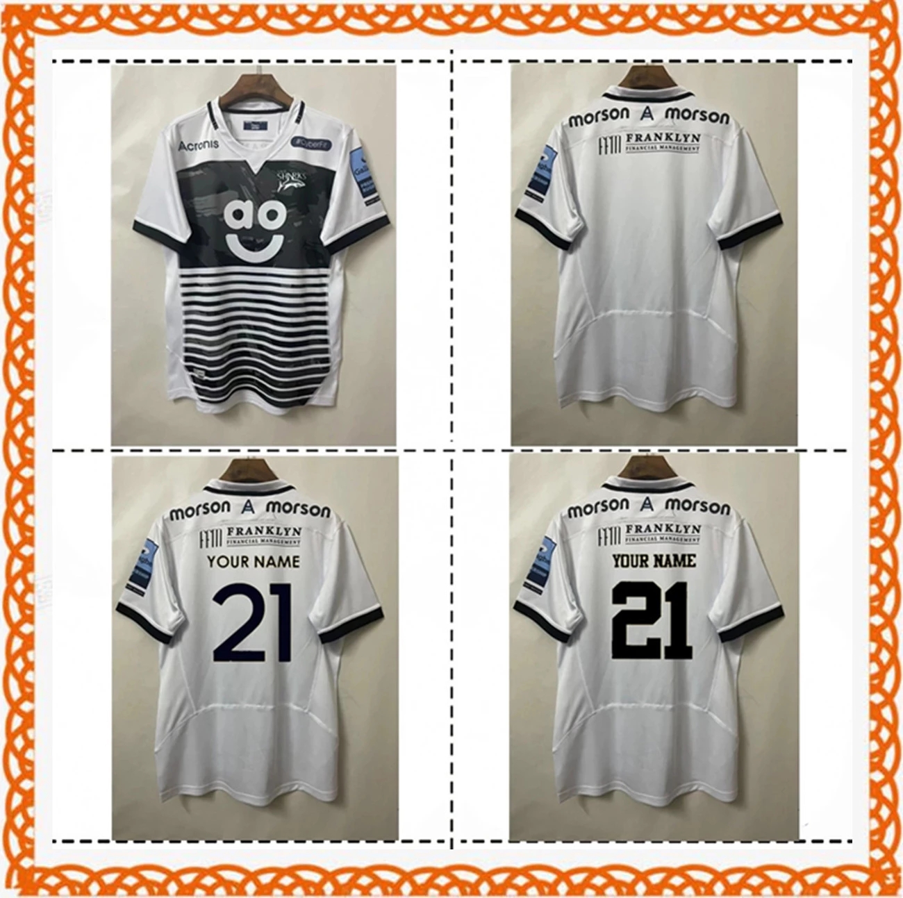 

2022/23 Sale Sharks Home Rugby Jersey Shirt size S-M-L-XL--3XL-4XL-5XL