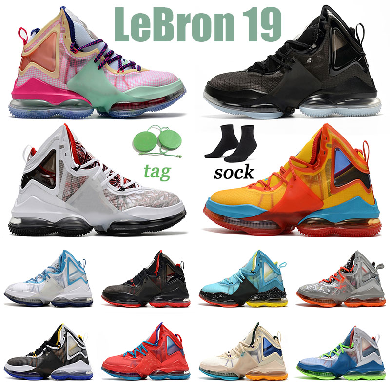 

Authentic LeBrons 19 Men Trainers Basketball Shoes Christmas Sports Tropical Uniform Hook Sketch Bred Fast Food 19s Designer Sneakers Valentine's Day Women 36-46, 36-46 fast food