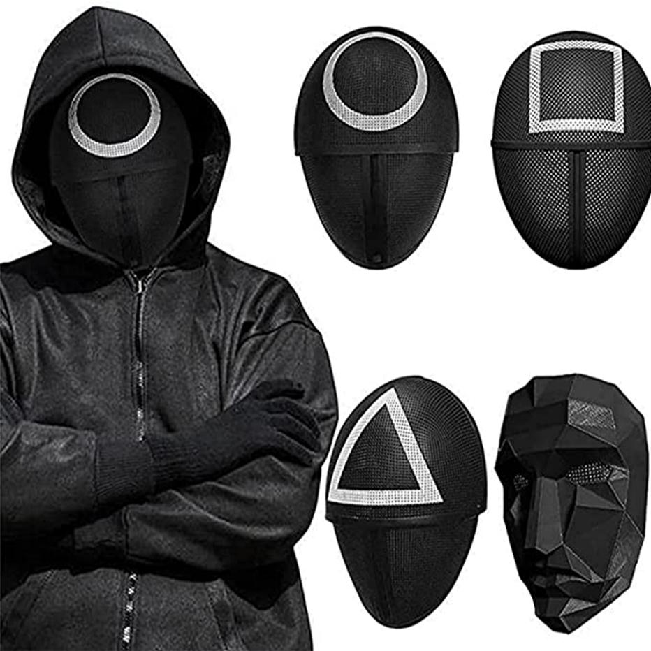

Squid Game Mask for Men Women 2021 Squid Game Costume Cosplay Outfits Face Cover Masquerade Accessories Halloween Props,DHL Air Ex308A