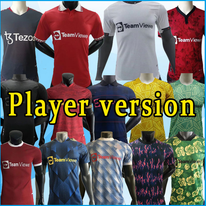 

PLAYER VERSION 21 22 23 MAN UTD soccer jerseys RASHFORD B.FERNANDES SANCHO football shirts R.VARANE MAGUIRE CAVANI 2023 SHAW jersey manCHeSter Goalkeeper 100th, Training