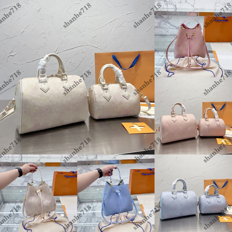 

Stardust Gradient Speedy Cowhide Emboss Women Shoulder Bags Designer Luxury Handbags Nano Lady Purses Neonoe Crossbody Bucket Bag Totes, Bubble paper package