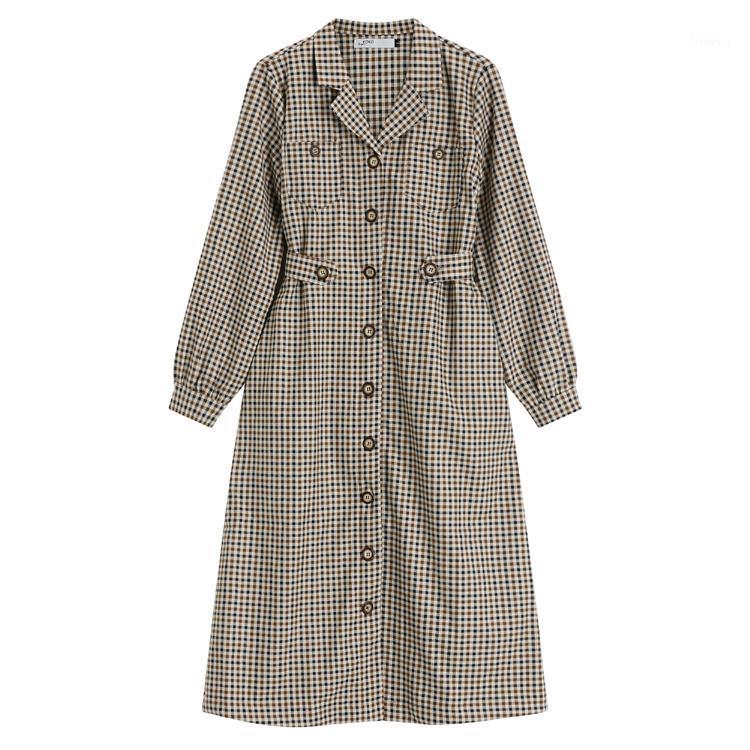 

Casual Dresses Elegant Fashion Women Dress Full Sleeve Female 2022 Autumn Mid Black Vintage Buttons Loose Vestidos DS211