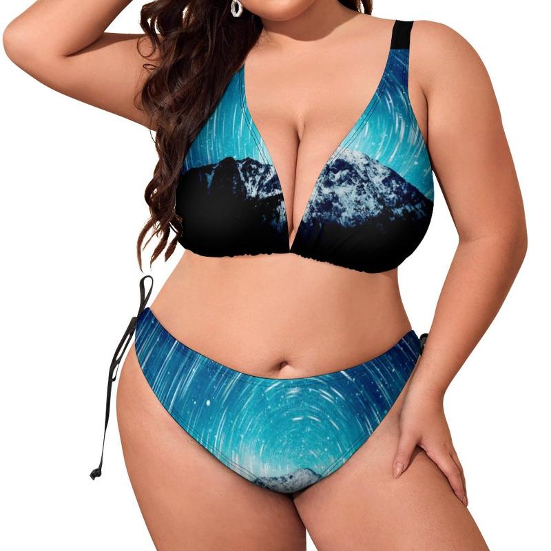 

Women's Swimwear Mountains Print Bikini Swimsuit Abstract Galaxy Modern Bikinis Set Surf High Cut Oversize Feminine Beach WearWomen's, Style-19