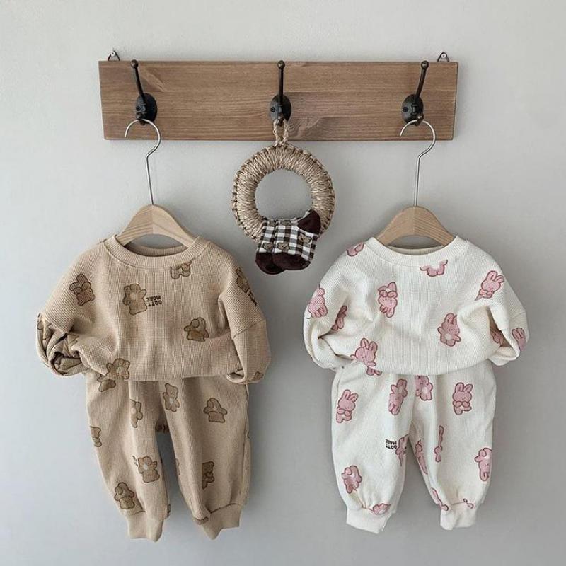 

Clothing Sets Toddler Baby Cartoon Boys Outfits Spring 2022 Cotton Waffle Bear Girl Clothes 2pcs Tops Pants Suit Sports SetClothing, Khaki