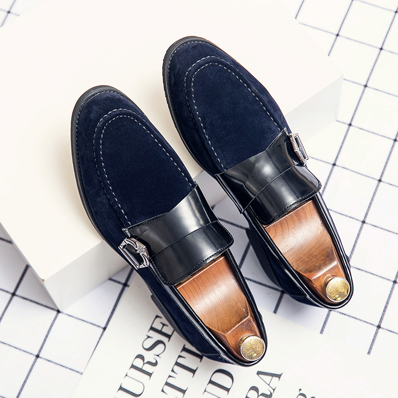 

Men Fashion Shoes Low Heel Loafers Formal Slip on Ripped Faux Suede Spring Retro Comfortable Classic Casual HC911, Black
