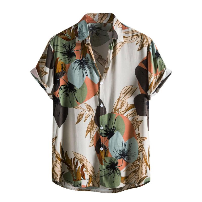 

Men's Casual Shirts Men's Shirt Y2k Hombre Tropical Leaf Print Short-Sleeved Street Hawaii Beach Vintage Harajuku, Gn