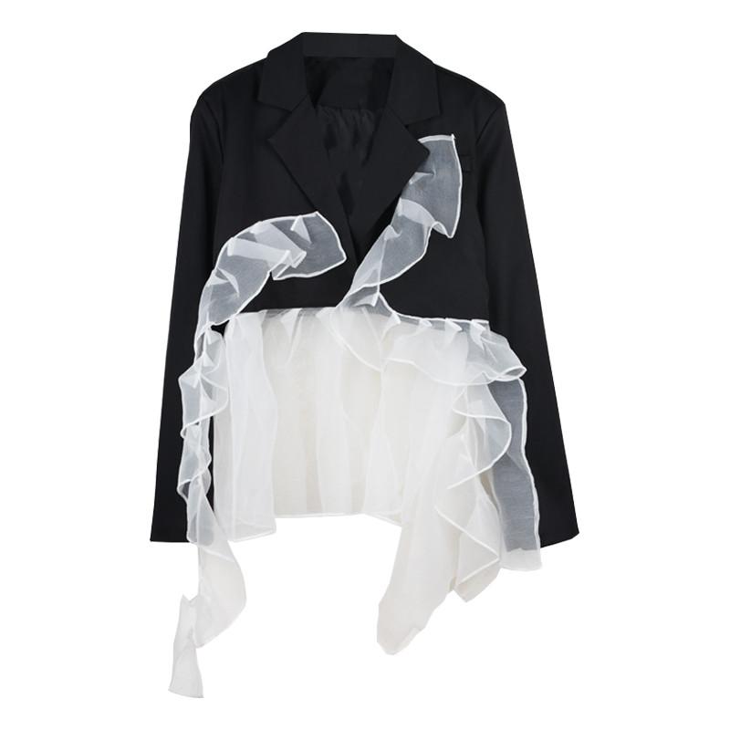 

Women' Suits & Blazers Fall Fashion Chic Women Black Blazer Long Sleeve Stitching Cardigan Suit Oversize Loose Casual OL Retro Top Coat Jac