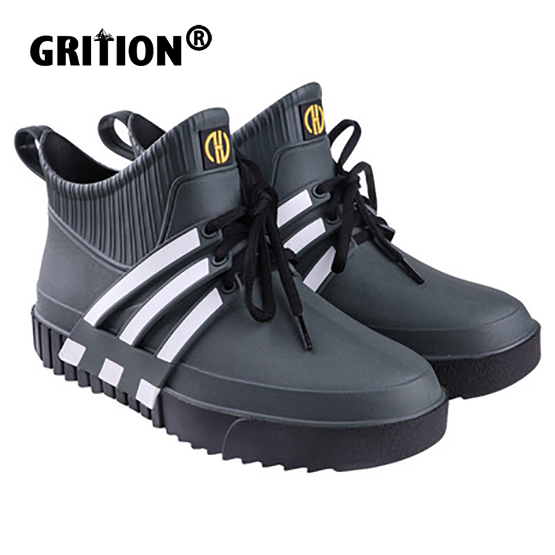 

Mens Rain Boots Slip-on Rain Shoes Male Water Shoes Waterproof Fishing Boots Chef Plastic Lightweight 2022 Fashion -44, Black 1